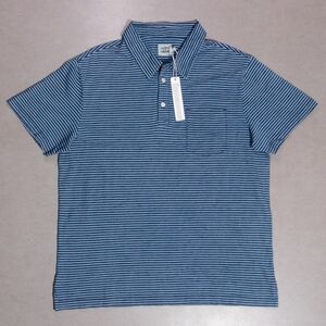 NWT Flint and Tinder Mens Indigo Blue Striped Polo Shirt Men's 2XL Huckberry